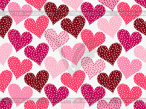 Simple valentines pattern of rose hearts with dots - vector image
