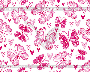 Seamless monochrome valentines pink pattern with - vector clipart