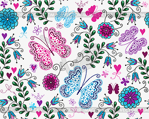 Seamless colorful floral valentines pattern with - vector clipart