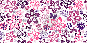 Seamless colorful floral pattern with flowers and - vector image