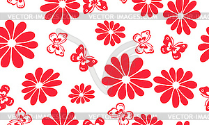 Seamless monochrome floral spring pattern with - vector clipart