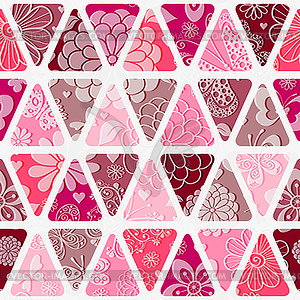 Seamless geometric pattern with rose triangles - royalty-free vector clipart