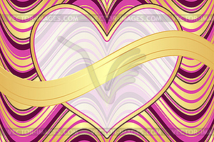 Wavy colorful striped pattern with white heart - vector clipart