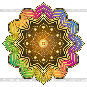 Rainbow gradient mandala on transparent background - royalty-free vector clipart