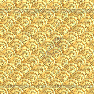 Seamless golden pattern with golden waves - vector clip art