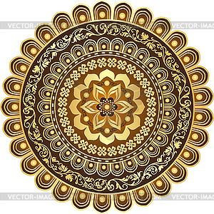 Golden and brown gradient mandala. Decorative - vector clipart