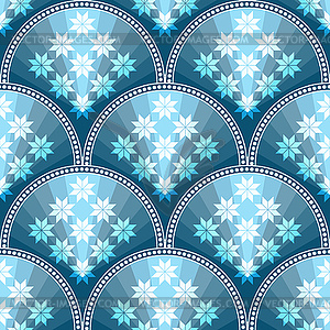 Vintage seamless pattern with blue mandalas wi - vector image