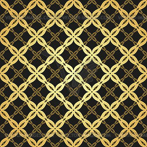 Black seamless geometric vintage pattern with golde - vector image
