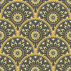 Seamless geometric pattern with golden gradien - vector clip art