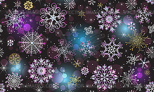 Seamless Christmas pattern with shiny colorful - vector clip art