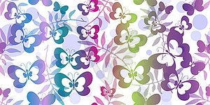 Seamless floral rainbow pattern with butterfli - vector clipart