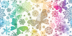 Seamless rainbow winter pattern with snowflake - royalty-free vector clipart