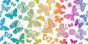 Vivid seamless floral rainbow pattern with but - vector image