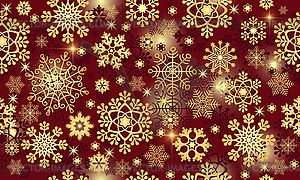 Seamless Christmas pattern with golden snowflakes - vector clipart