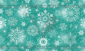 Seamless Christmas green pattern with snowflak - vector image