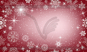 Christmas dark red gradient frame with snowflakes - vector clip art