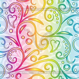 Seamless rainbow floral valentine pattern with - vector image