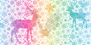 Seamless christmas rainbow pattern with doodle - vector clipart