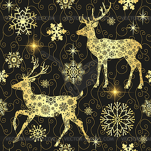 Seamless winter pattern with glitter golden sn - vector clipart