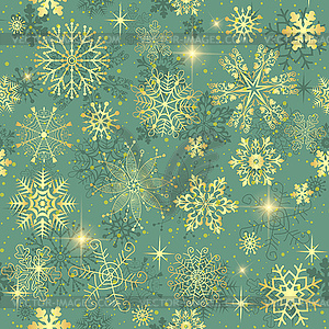 Seamless winter pattern with glitter golden sn - vector clipart