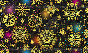 Seamless christmas pattern with doodle golden - vector clipart