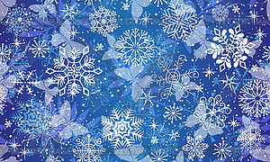 Seamless winter pattern with snowflakes and le - vector image