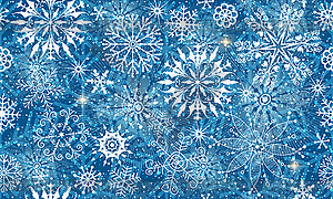 Seamless Christmas blue pattern with white doo - vector image