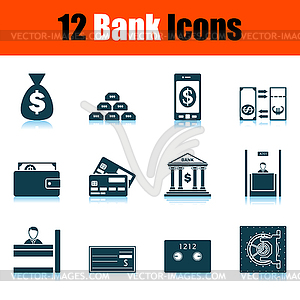 Bank Icon Set - vector image