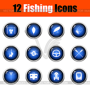 Fishing Icon Set - color vector clipart