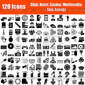 Набор из 120 икон - стоковое векторное изображение