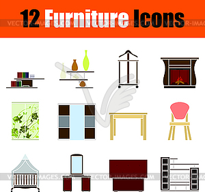 Furniture Icon Set - color vector clipart