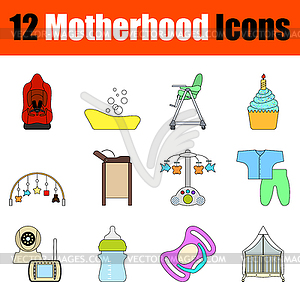 Motherhood Icon Set - color vector clipart