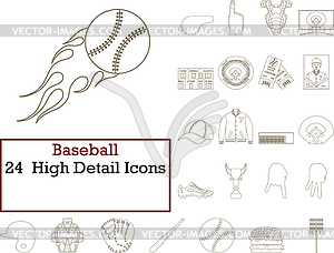 Baseball Icon Set - color vector clipart