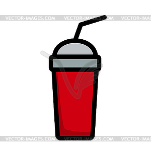 Disposable Soda Cup And Flexible Stick Icon - vector clipart