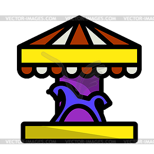 Children Horse Carousel Icon - vector image