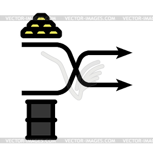 Gold And Oil Comparison Chart Icon - vector image