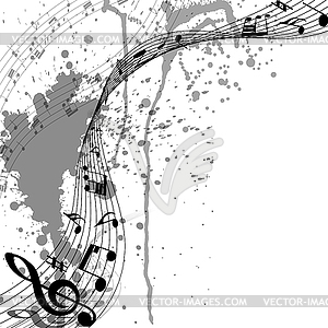 Grunge Musical Notes Design - vector image