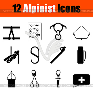 Alpinist Icon Set - vector image