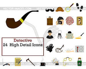 Детектив набор иконок - векторный графический клипарт