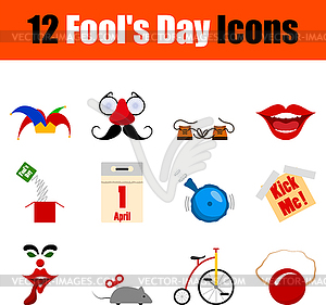 Fool`s Day Icon Set - royalty-free vector clipart