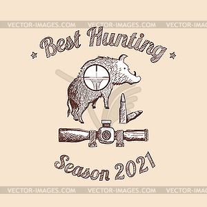 Hunting Retro Sketch Design - vector image