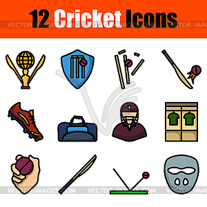 Набор иконок для крикета - клипарт в векторе