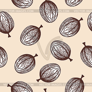 Seamles Pattern Of Gooseberry - vector clip art