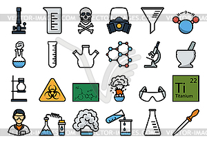 Набор иконок химии - иллюстрация в векторе