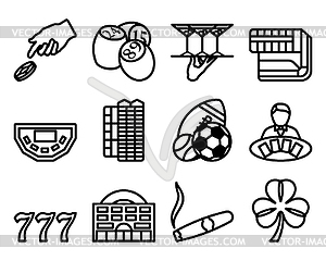 Gambling Icon Set - white & black vector clipart