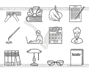 Writer Icon Set - vector image