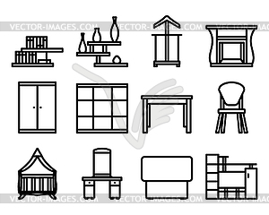 Мебель Icon Set - векторизованный клипарт