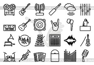 Music Icon Set - white & black vector clipart