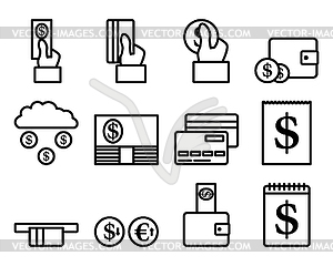 Деньги значок набор - векторное изображение