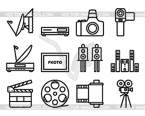Мультимедийный набор значков - векторное изображение клипарта